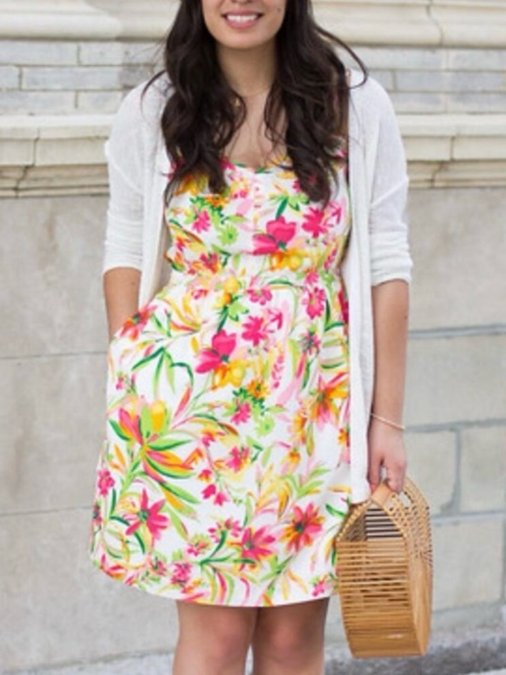 NWT J Crew Tropical Floral Seaside Cami Dress Spaghetti Strap Dress w/Pockets 14